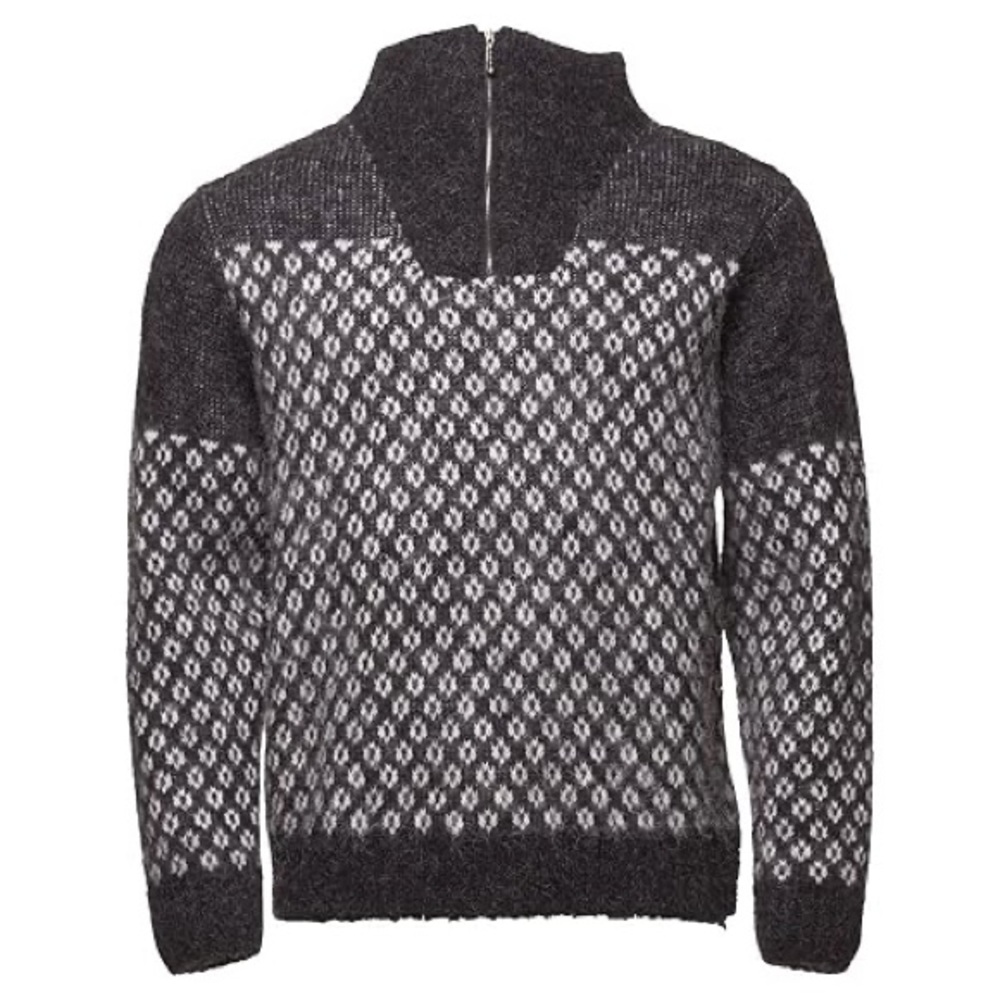 Vik Wool Icelandic Wool Sweater  Nordic Zip Neck Made in Iceland - Picture 2 of 12